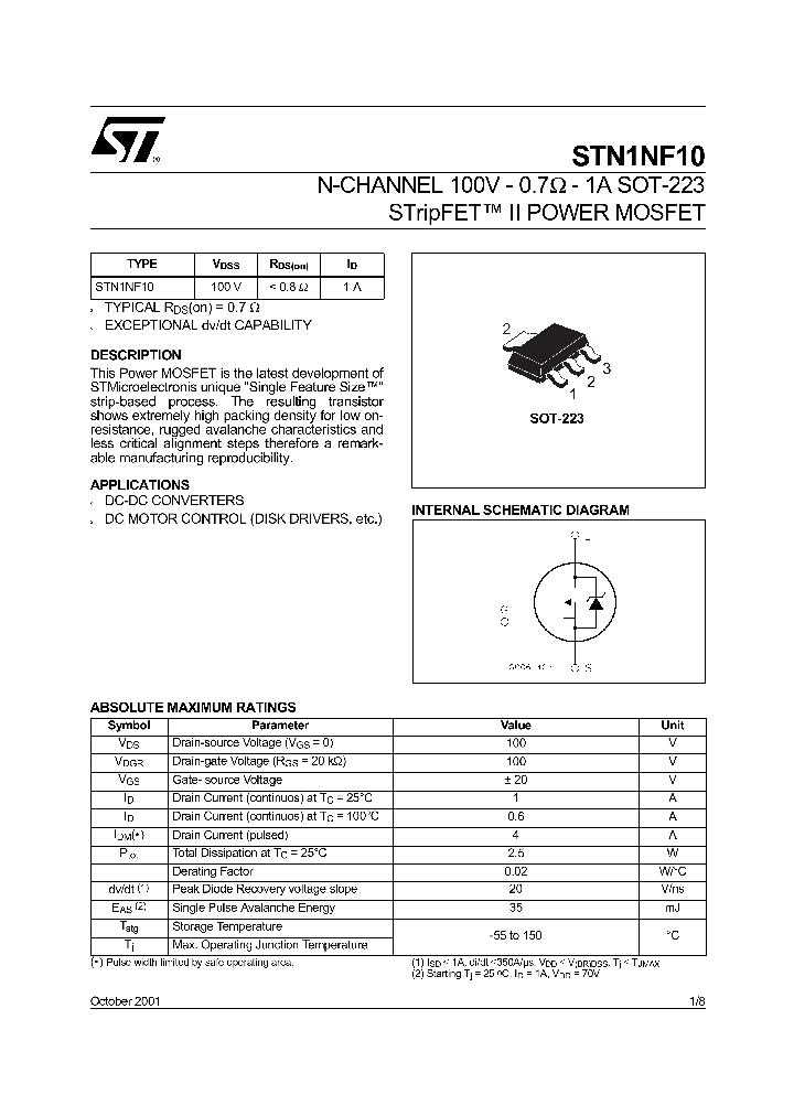STN1NF10_77019.PDF Datasheet