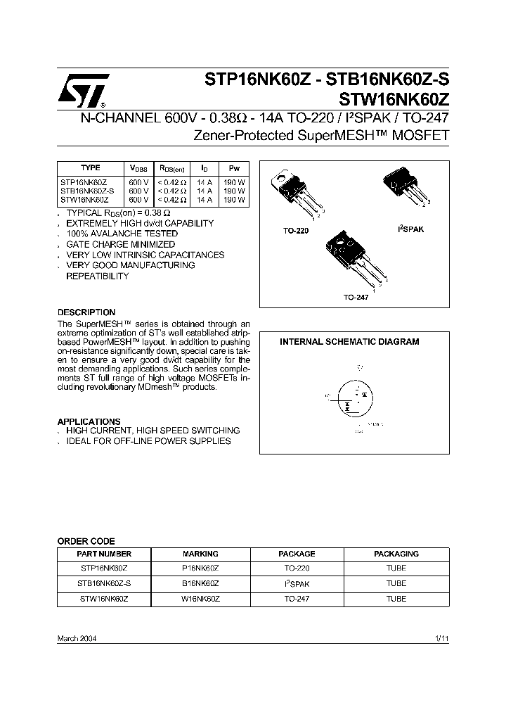 STP16NK60Z_64821.PDF Datasheet