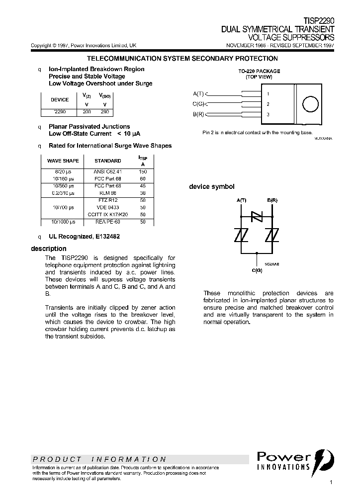 TISP2290_41270.PDF Datasheet