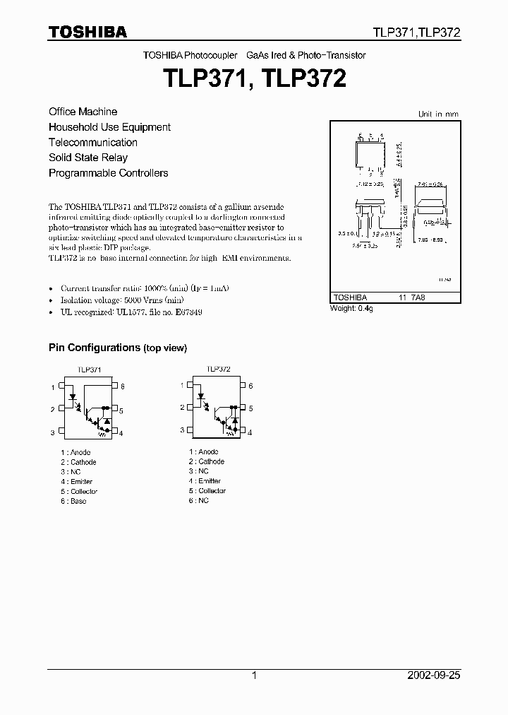 TLP371_4139.PDF Datasheet