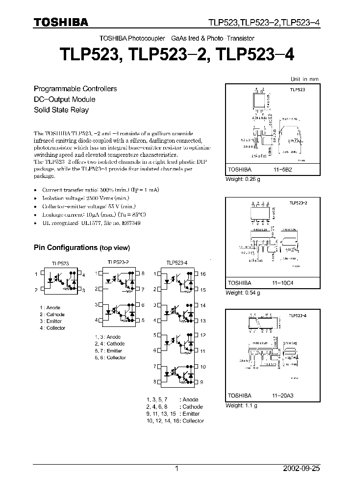 TLP523_4162.PDF Datasheet
