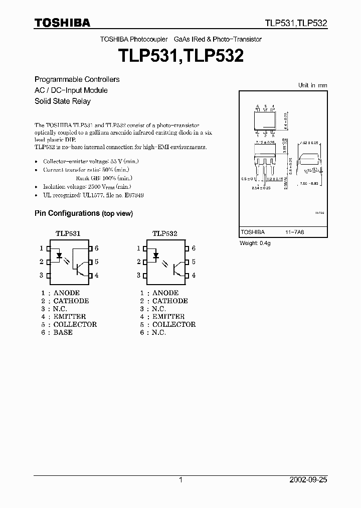 TLP531_4166.PDF Datasheet