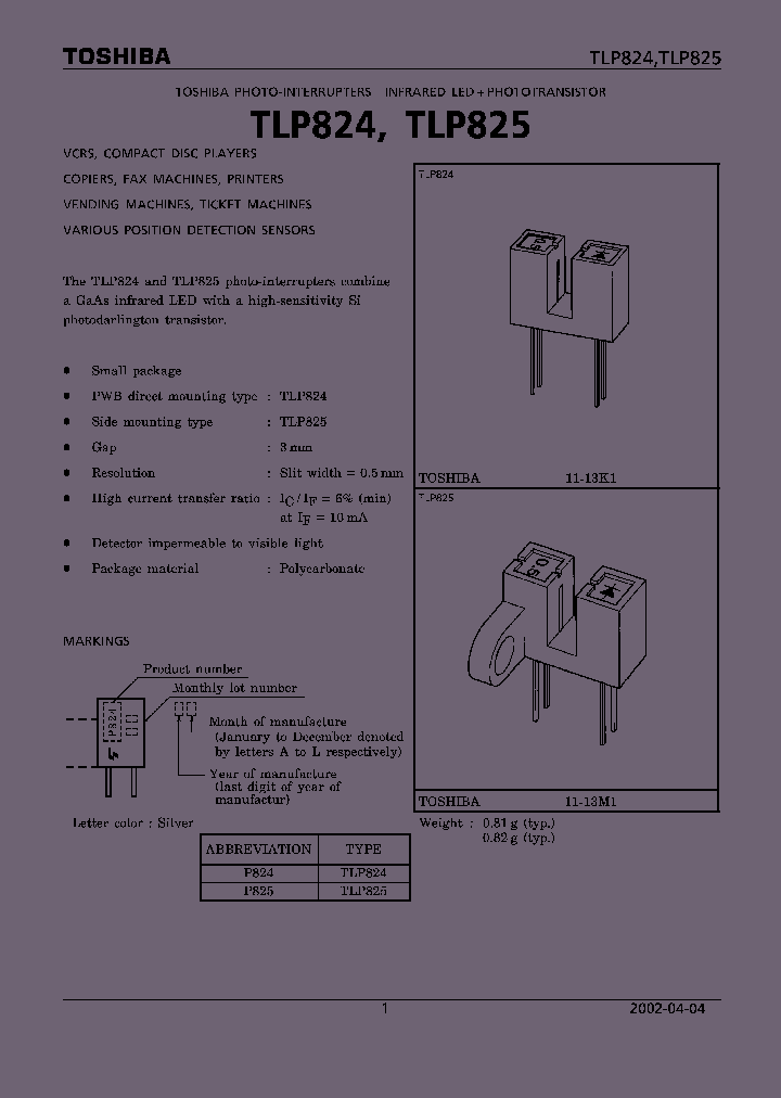 TLP824_4320.PDF Datasheet