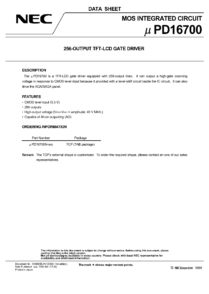 UPD16700_90543.PDF Datasheet