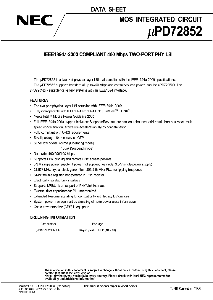 UPD72852_149108.PDF Datasheet