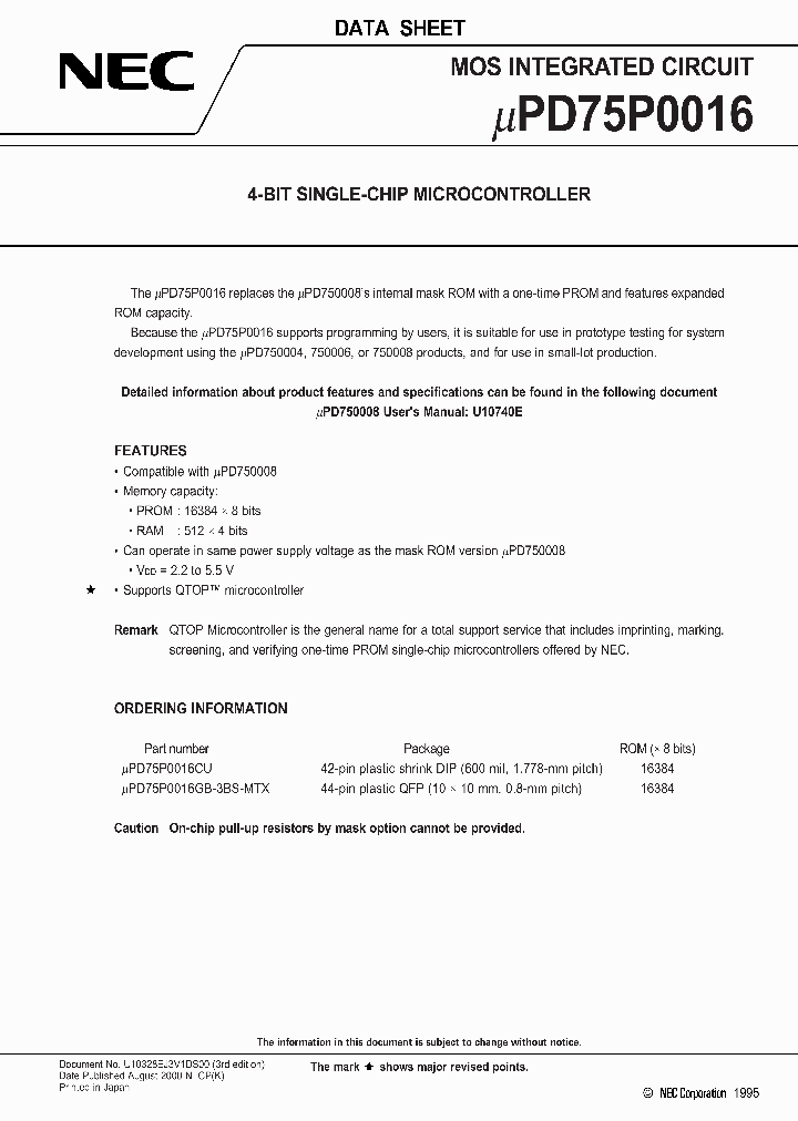 UPD75P0016_98671.PDF Datasheet