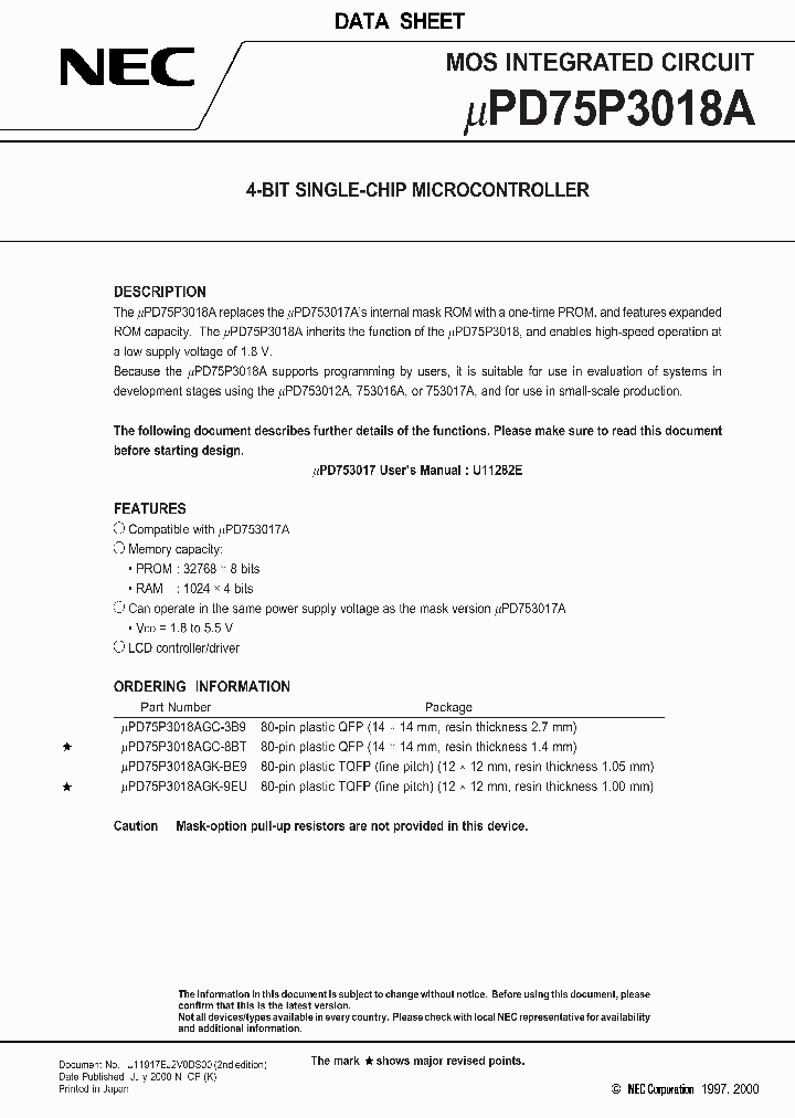 UPD75P3018A_98707.PDF Datasheet