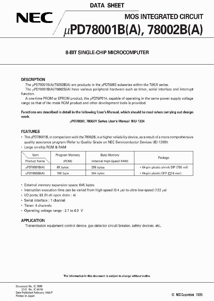 UPD78001B_89005.PDF Datasheet