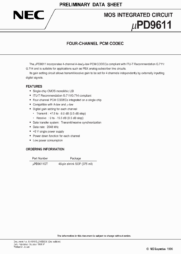 UPD9611_5696.PDF Datasheet