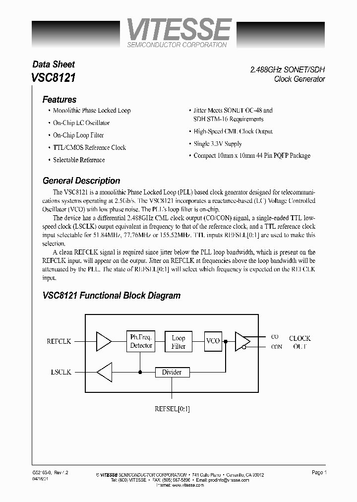 VSC8121_53939.PDF Datasheet