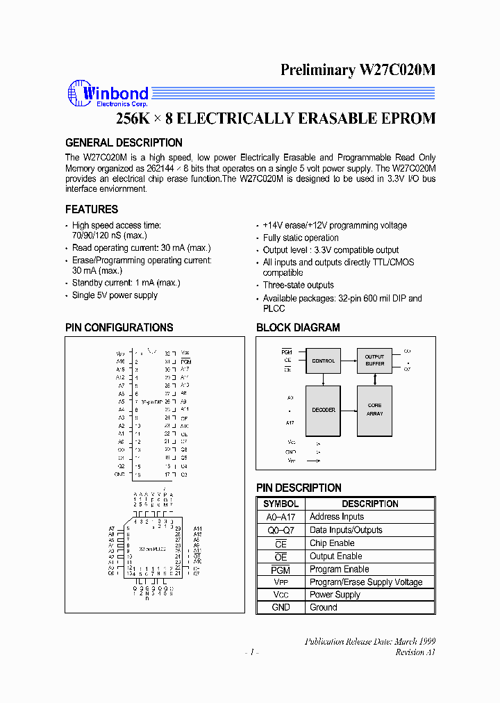 W27C020M_146735.PDF Datasheet