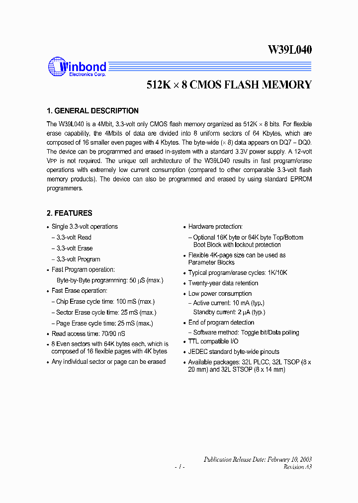 W39L040_53482.PDF Datasheet