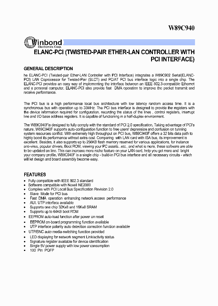 W89C940_52753.PDF Datasheet