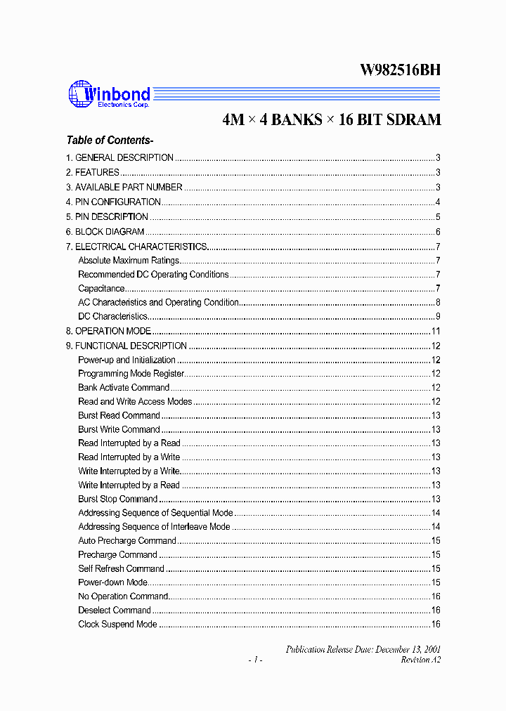 W982516BH_52899.PDF Datasheet