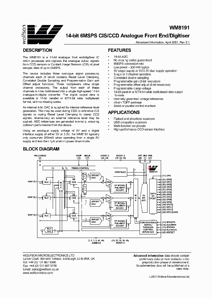 WM8191_51749.PDF Datasheet
