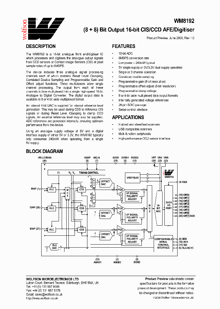 WM8192_51750.PDF Datasheet