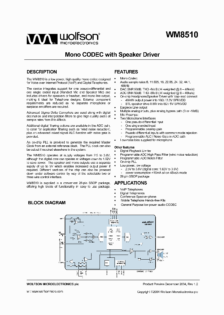 WM8510_51769.PDF Datasheet