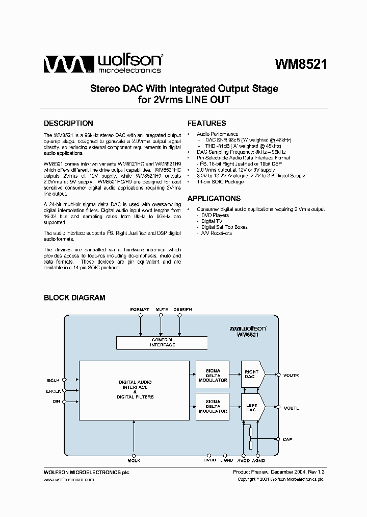 WM8521_51774.PDF Datasheet