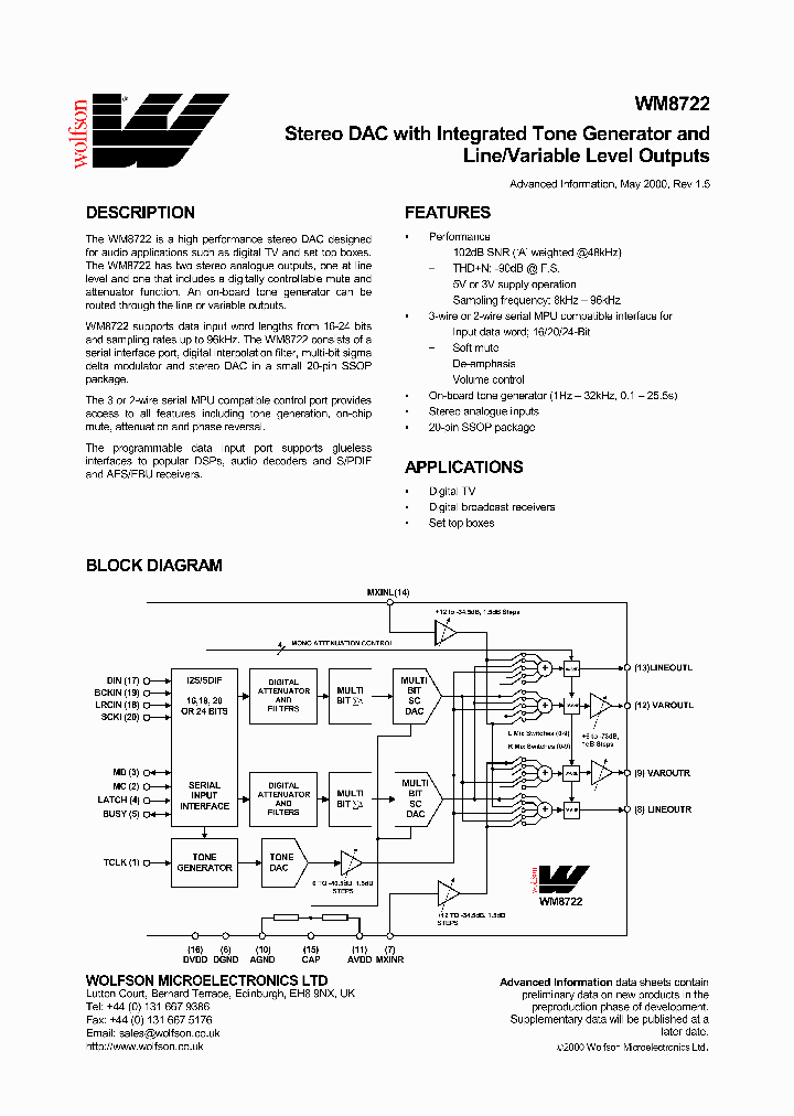 WM8722_51796.PDF Datasheet