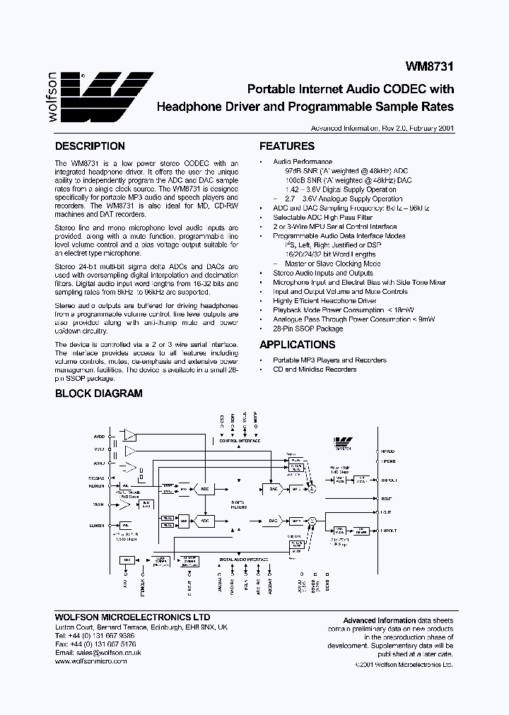 WM8731_51807.PDF Datasheet