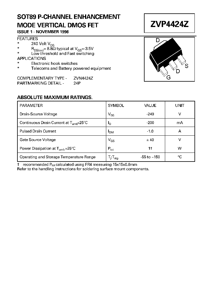 ZVP4424Z_23190.PDF Datasheet