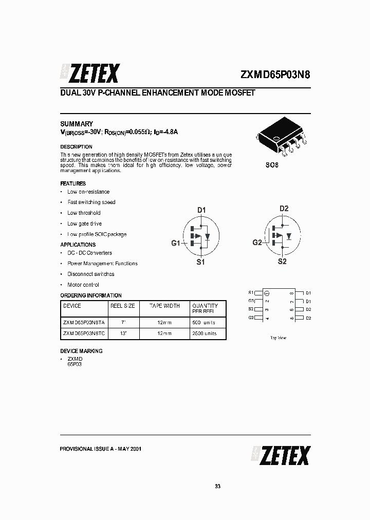 ZXMD65P03N8_23256.PDF Datasheet