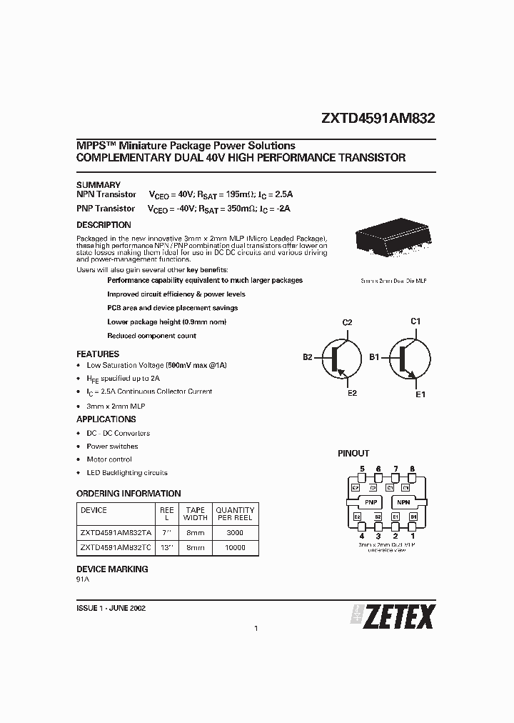 ZXTD4591AM832_70751.PDF Datasheet