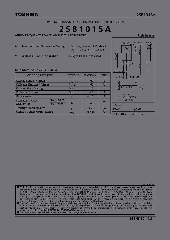 2SB1015_6699.PDF Datasheet