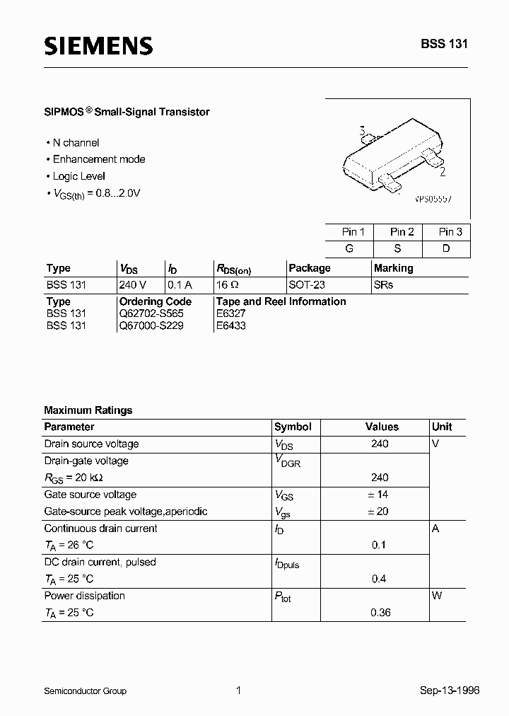 BSS131_166939.PDF Datasheet