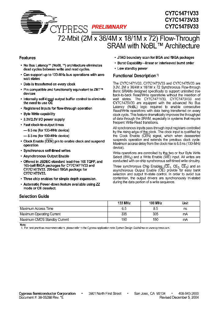 CY7C1473V33_261969.PDF Datasheet