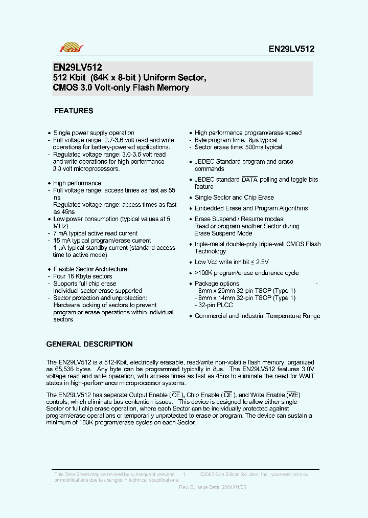 EN29LV512_290143.PDF Datasheet