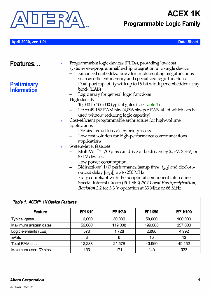 EP1K30FC256_284600.PDF Datasheet