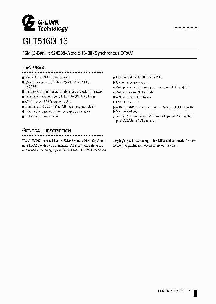 GLT5160L16_256368.PDF Datasheet