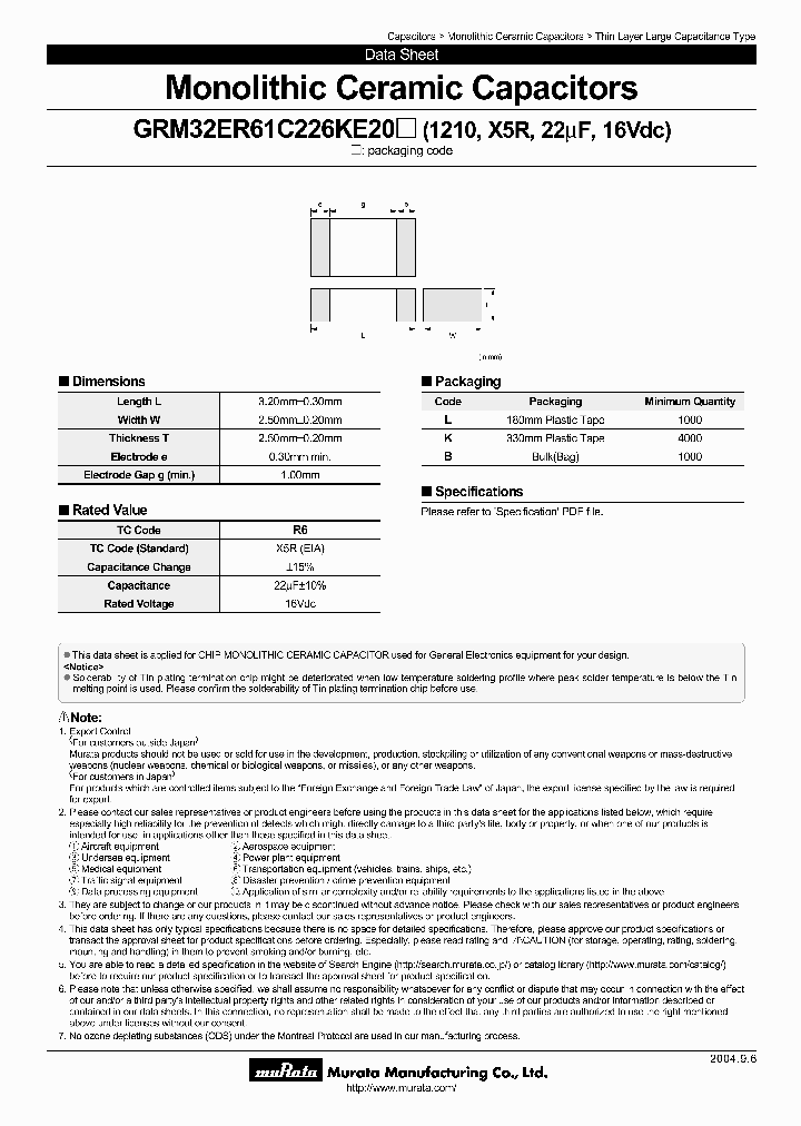 GRM32ER61C226KE20_282822.PDF Datasheet