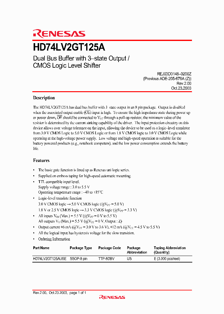HD74LV2GT125A_206464.PDF Datasheet
