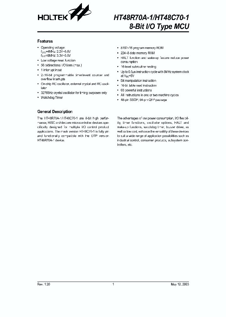 HT48R70A-1_259655.PDF Datasheet