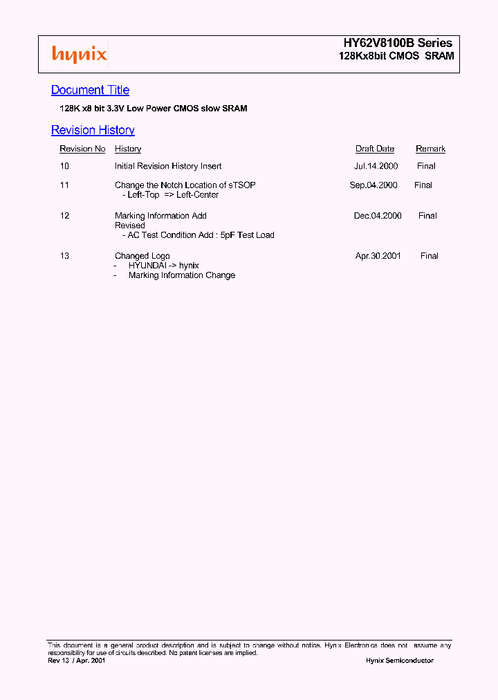HY62V8100B_303631.PDF Datasheet