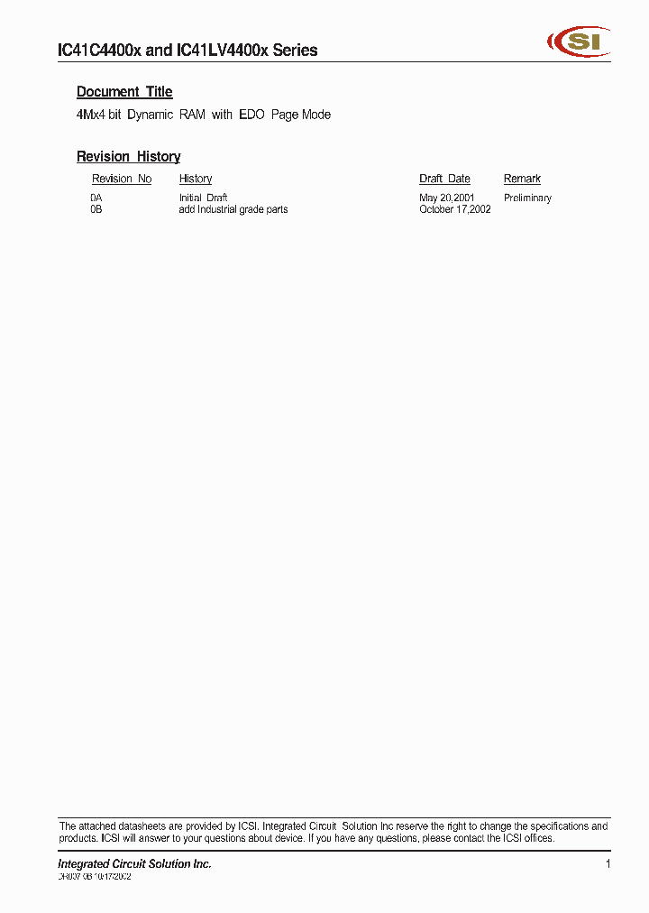 IC41LV44004_266783.PDF Datasheet