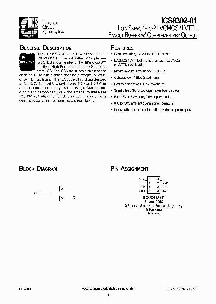 ICS8302-01_292810.PDF Datasheet