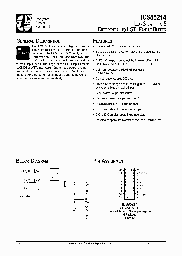 ICS85214_291303.PDF Datasheet