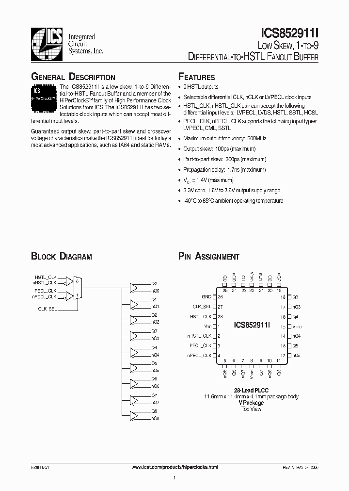 ICS852911I_284871.PDF Datasheet