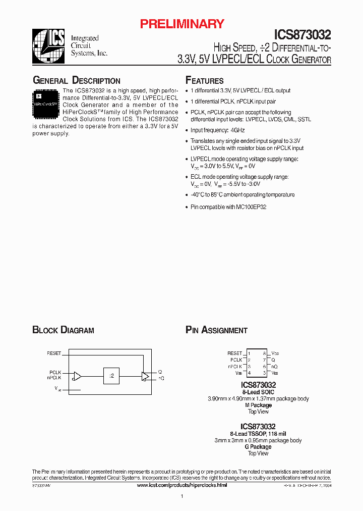 ICS873032_294902.PDF Datasheet
