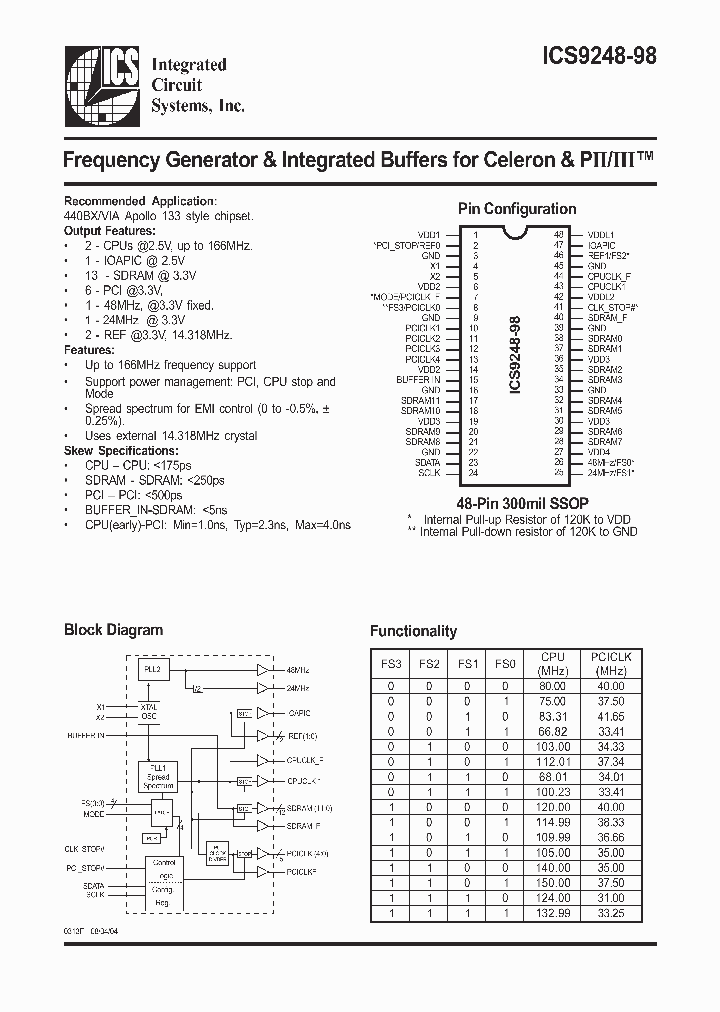 ICS9248-98_278149.PDF Datasheet