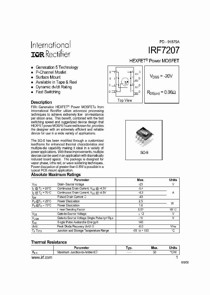 IRF7207_233329.PDF Datasheet