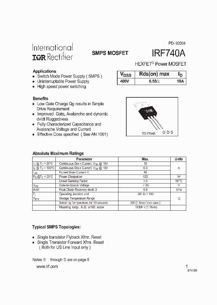 IRF740A_208122.PDF Datasheet