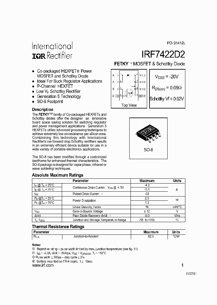 IRF7422D2_241262.PDF Datasheet