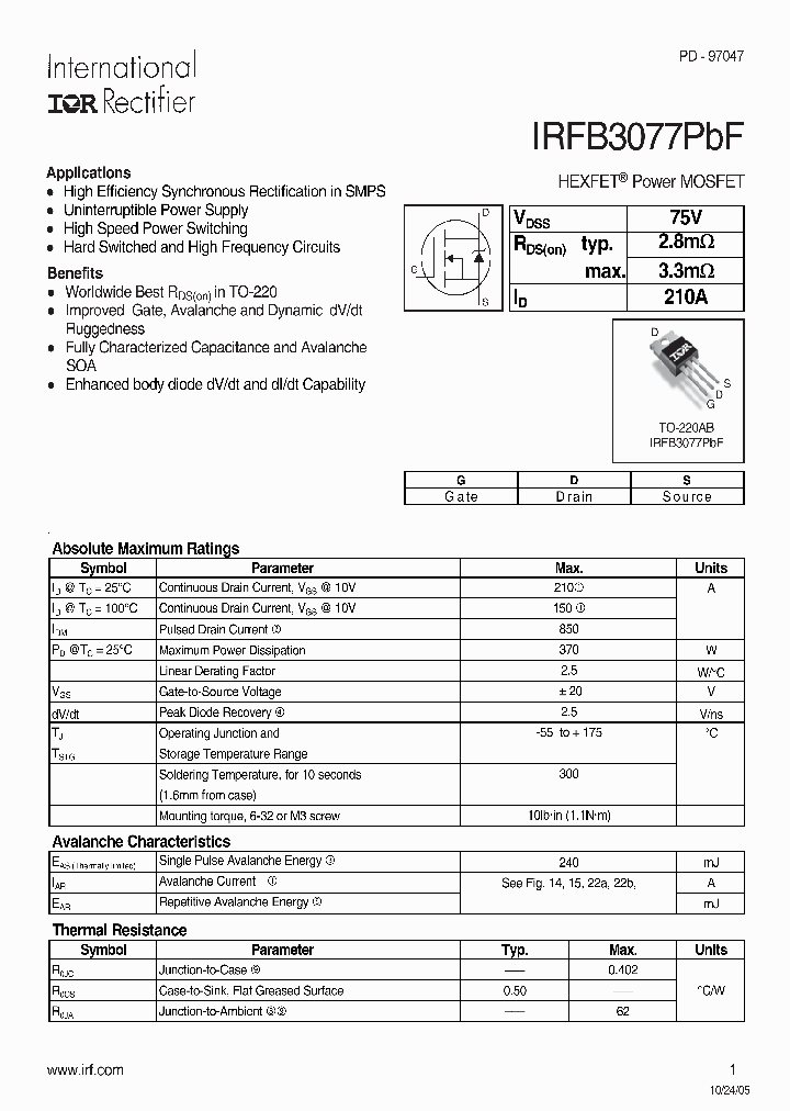 IRFB3077PBF_233770.PDF Datasheet