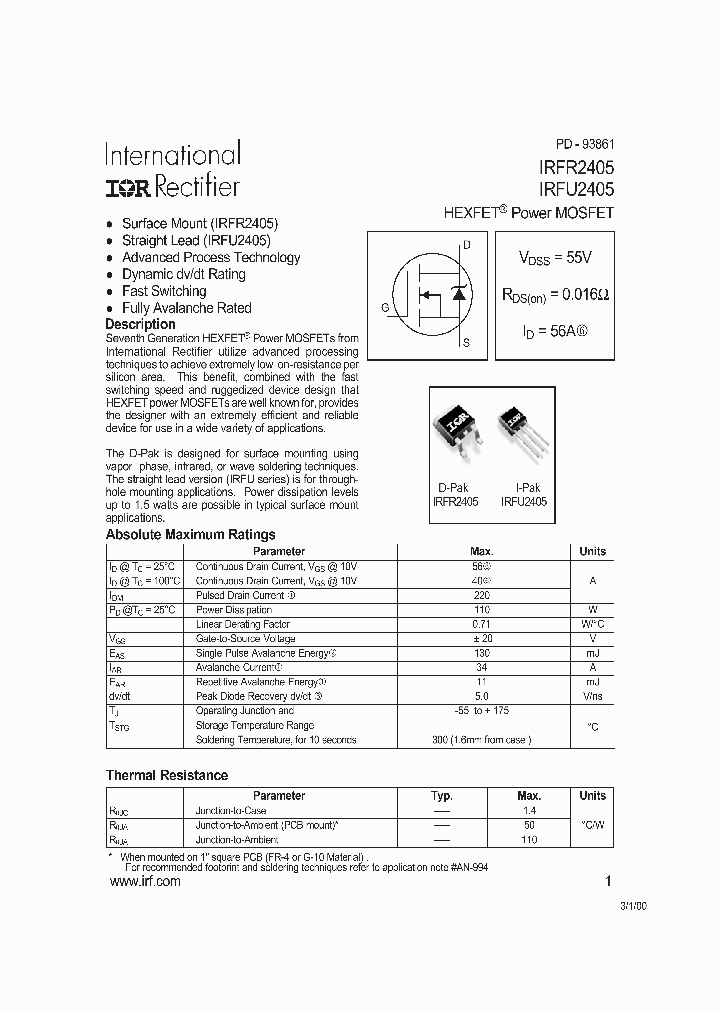 IRFU2405_62347.PDF Datasheet