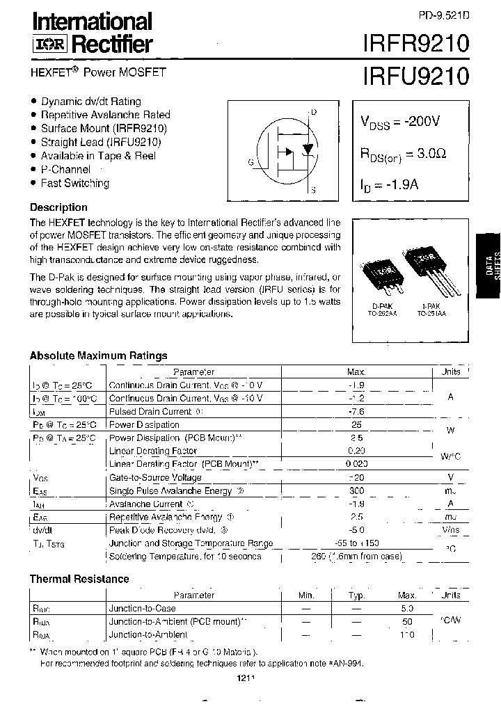 IRFR9210_150269.PDF Datasheet