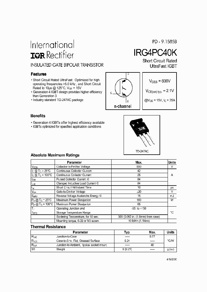 IRG4PC40K_255300.PDF Datasheet